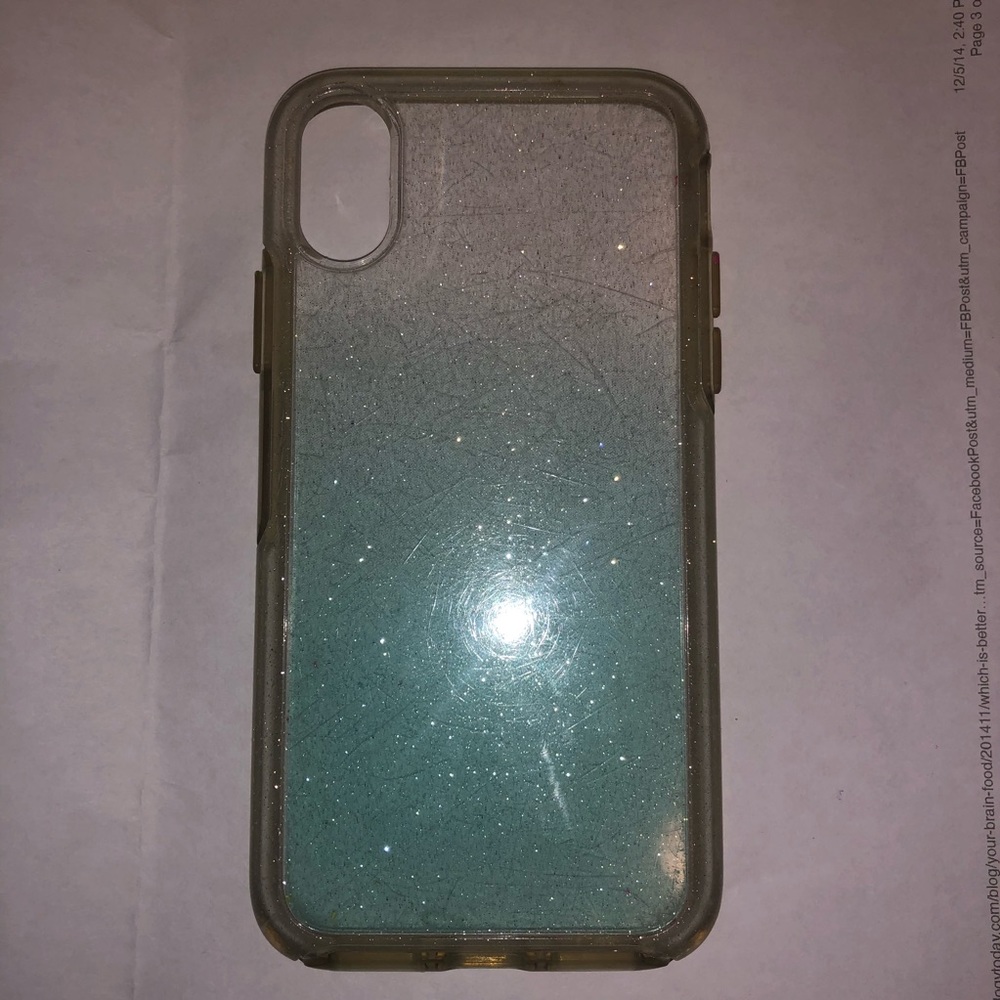 iphone X/XS otterbox clear glitter case